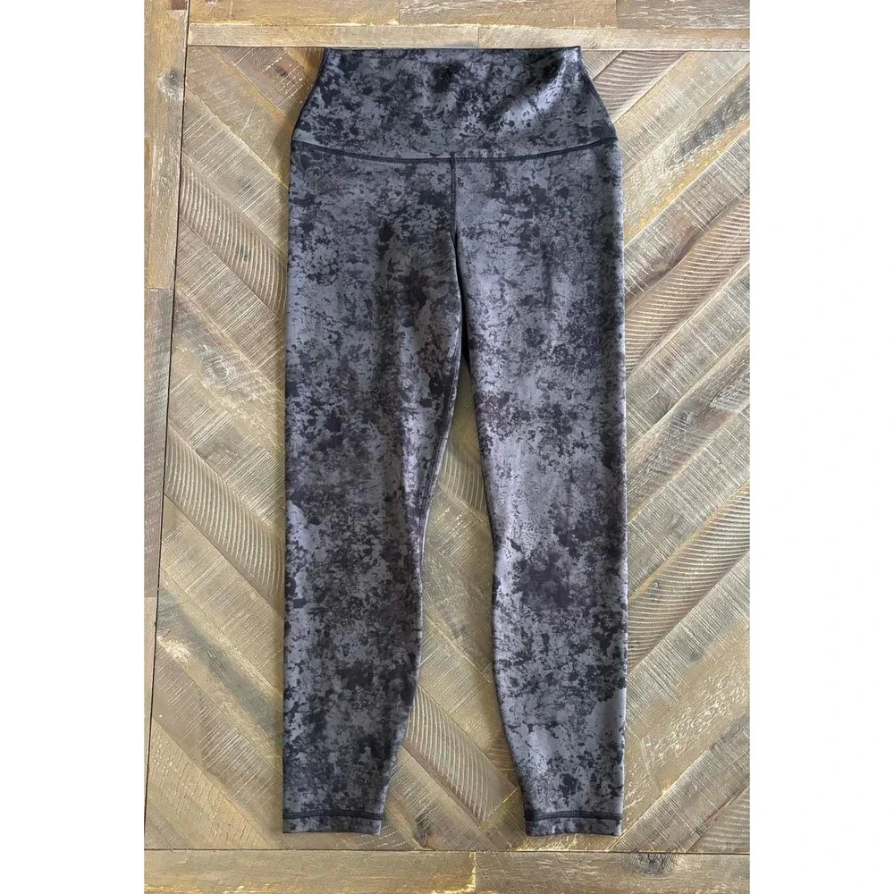 Yogalicious Lux Everyday Tight Black Charcoal Acid Wash High Waisted Leggings M